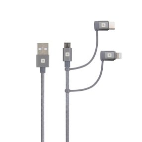   SKROSS Steel Line USB kábel, töltő, szinkron (microUSB, USB-C, lightning) 1,2m