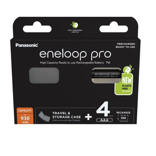 eneloop pro BK-4HCDEC4BE AAA/mikro 930mAh Ni-MH akkumulátor 4db/csomag + akkubox