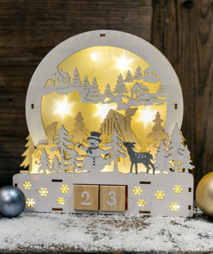 CHRACSM8WW Led karácsonyi kocka naptár, tájkép, fa, elemes (X22076)