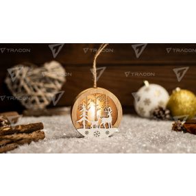 LED karácsonyi tájkép,szarvas,fa, elemes (X24023)