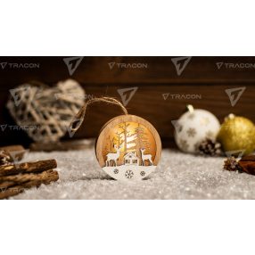 LED karácsonyi tájkép,szarvas,ház, fa, elemes (X24022)