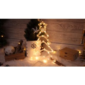 LED karácsonyi ablakdísz,fenyőfa,elemes (X23002)