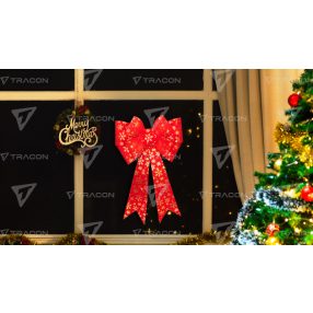 LED karácsonyi masni, vörös,arany, elemes (X24029)