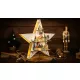 LED karácsonyi csillag tájképpel, fehér, fa, elemes (X25006)