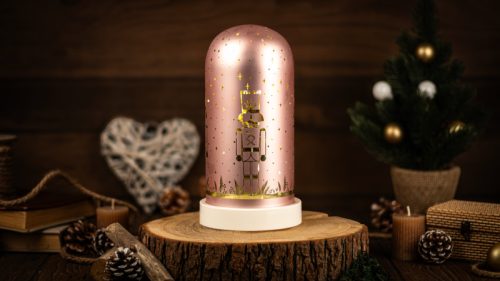 LED karácsonyi bura, diótörő, üveg, elemes (X25010)