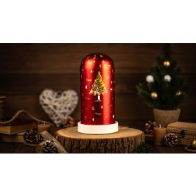 LED karácsonyi bura, fenyő, üveg, elemes (X25008)