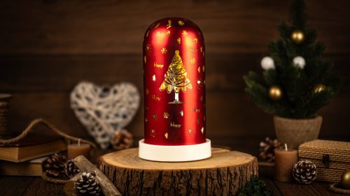 LED karácsonyi bura, fenyő, üveg, elemes (X25008)