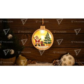 LED karácsonyi ablakdísz,télapó,kör,elemes (X24012)