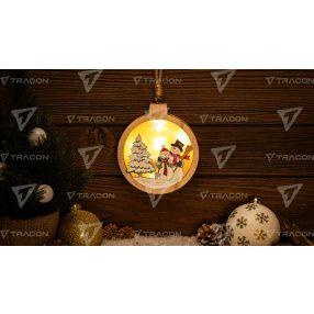 LED karácsonyi ablakdísz,hóember,kör,elemes (X24011)