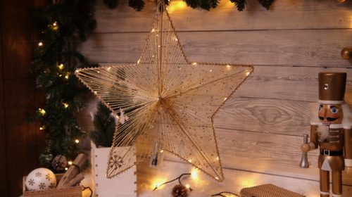 CHRHS20WW LED karácsonyi csillag,arany,fém,elemes (X23011)