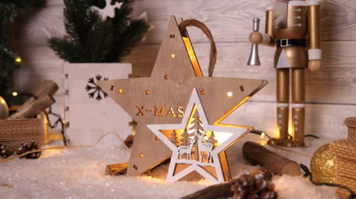 CHRHS7WW LED karácsonyi csillag,fa,elemes (X23005)