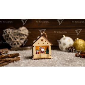 LED karácsonyi ablakdísz,ház,manó, elemes (X24026)