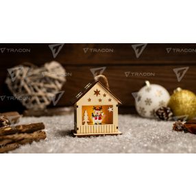   LED karácsonyi ablakdísz, ház,rénszarvas, elemes (X24025)