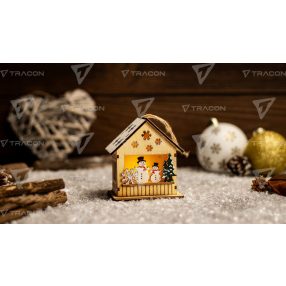 LED karácsonyi ablakdísz, ház,hóember,elemes (X24024)