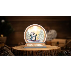 LED karácsonyi dísz,fa, pingvin, elemes (X25005)