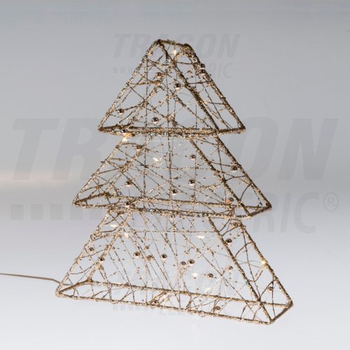 CHRTRG15GWW LED karácsonyi fenyő, arany, fém, elemes (X22036)