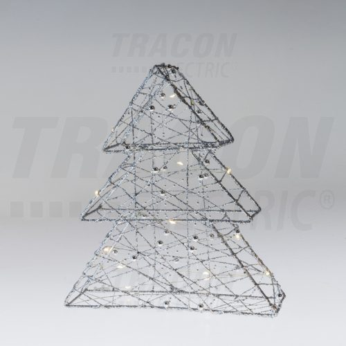 CHRTRG15SWW LED karácsonyi fenyő, ezüst, fém, elemes (X22037)