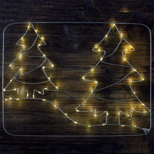 CHRTRWD60WW LED karácsonyi ablakdísz, fenyőfa, elemes (X22042)