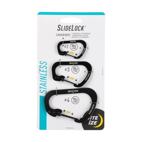 Slidelock® karabiner acél kombó - 3-as csomag - fekete