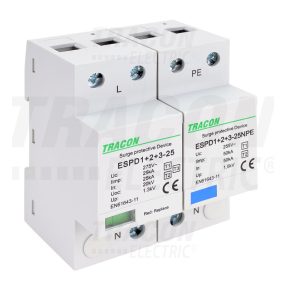   ESPD1+2+3-25-1+1P T1+T2+T3 AC típusú túlfeszültség levezető, egybeépített