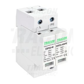   ESPD2-40-1+1P T2 AC típusú túlfeszültség levezető, cserélhető betéttel