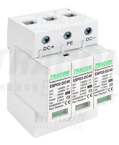 ESPD2-DC40-1000 T2 DC típusú túlfeszültség levezető, cserélhető betéttel