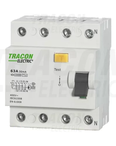 Áram-védőkapcsoló, 4 pólusú