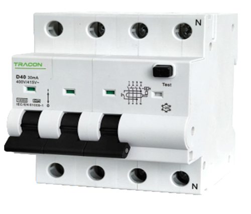 Kombinált védőkapcsoló, 4P, 5modul, C karakterisztika