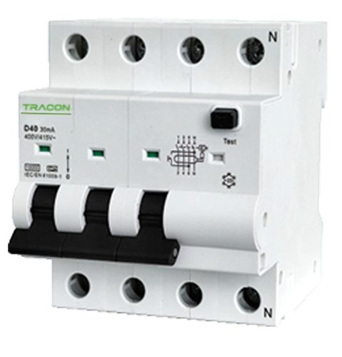 Kombinált védőkapcsoló, 4P, 4modul, C karakterisztika