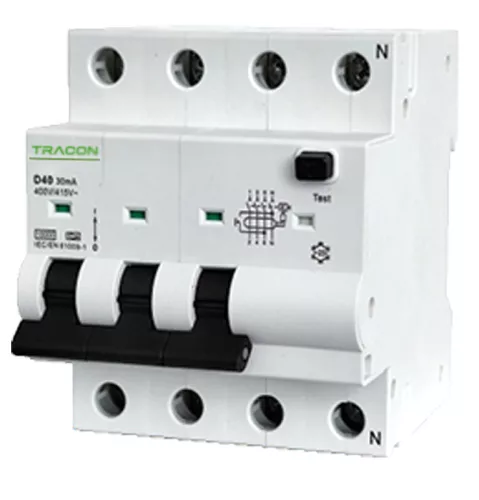 Kombinált védőkapcsoló, 4P, 4modul, D karakterisztika