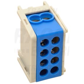 Főáramköri leágazó kapocs, sínre szerelhető, kék