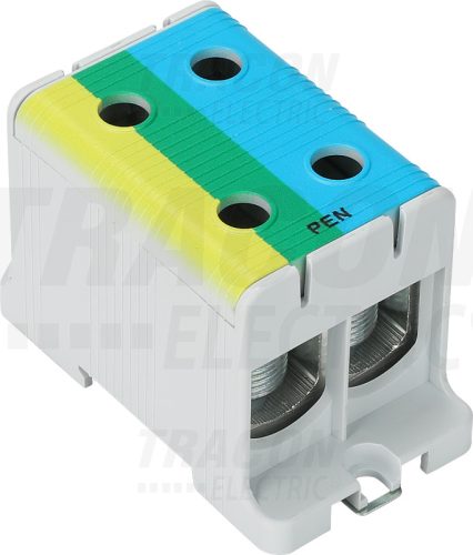 FLEAL-150/2KZS Főáramköri leágazó kapocs,sínre szerelhető,kék-zöld-sárga