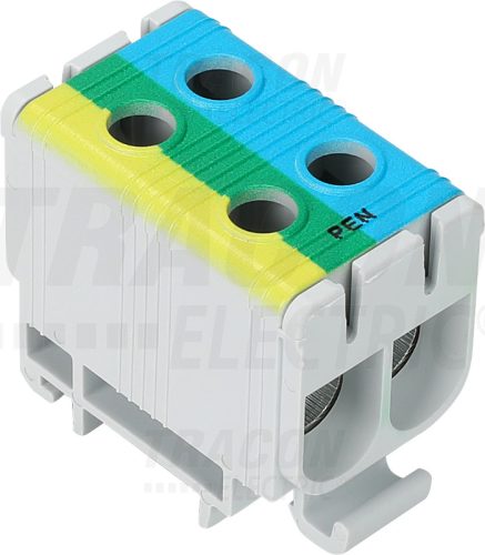 FLEAL-50/2KZS Főáramköri leágazó kapocs,sínre szerelhető,kék-zöld-sárga