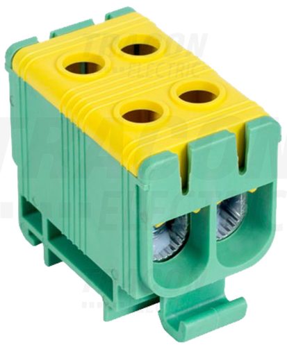 FLEAL-50/2ZS Főáramköri leágazó kapocs, sínre szerelhető, zöld/sárga