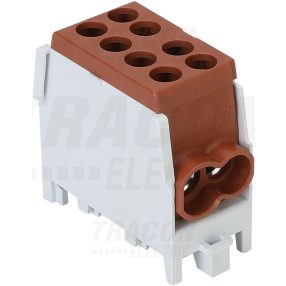 Főáramköri leágazó kapocs, sínre szerelhető, barna
