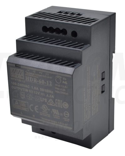 HDR-60-12 DIN sínre szerelhető tápegység szabályozható DC kimenettel
