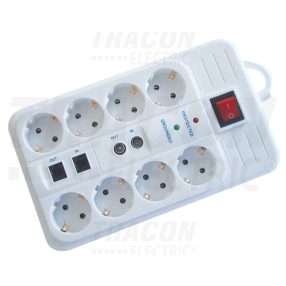   Négyzetes 8-as elosztó kapcsolóval+túlfesz+ túláram+koax+tel