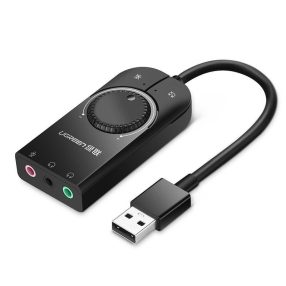 UGREEN Külső USB hangkártya, 15cm (fekete)