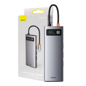   Baseus Metal Gleam Series 9 az 1-ben hub, USB-C - 3x USB 3.0 + HDMI + USB-C PD + Ethernet RJ45 + microSD / SD + VGA