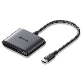 UGREEN CM387 Kártya + USB olvasó, USB-C (fekete)