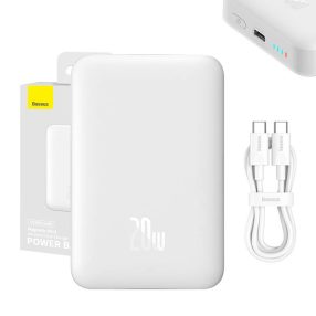   Baseus Magnetic Mini Powerbank, USB-C, 10000mAh, 20W, MagSafe (fehér)