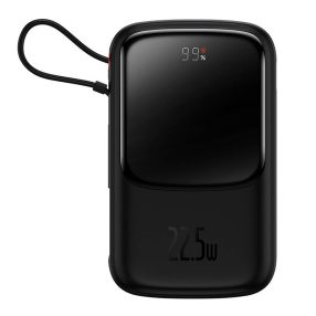   Baseus Qpow PRO Powerbank kábellel, 10000mAh, 22,5W (fekete)