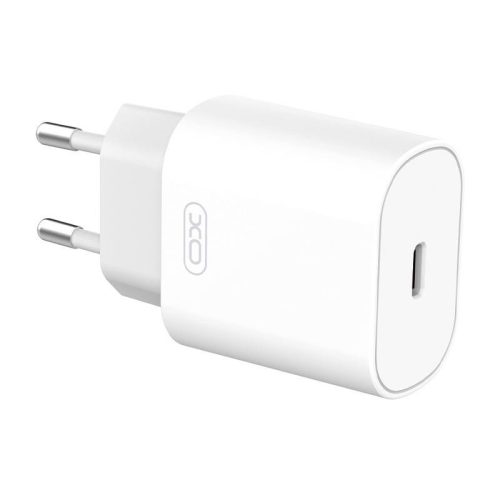 XO L91 fali töltő, USB-C, 25 W + USB-C - Lightning kábel (fehér)