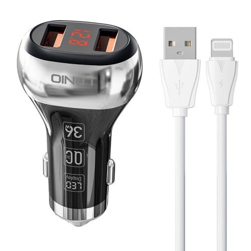 LDNIO C2 2USB Autós töltő + villámkábel