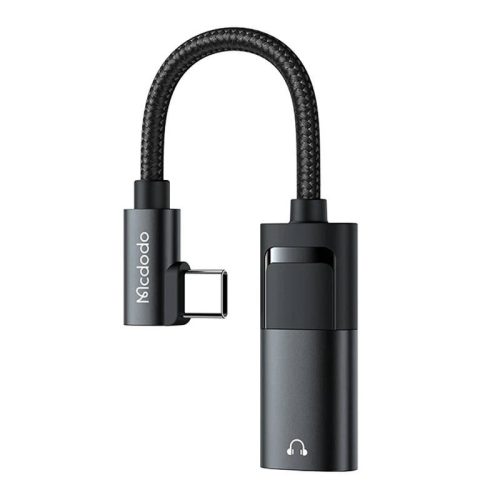 USB-C – AUX mini jack 3,5 mm-es + USB-C adapter, Mcdodo CA-1880 (fekete)