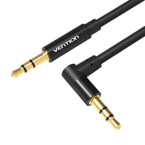 Audiokábel 90 fokos mini jack 3,5 mm-es AUX Vention BAKBD-T 0,5 m (fekete)