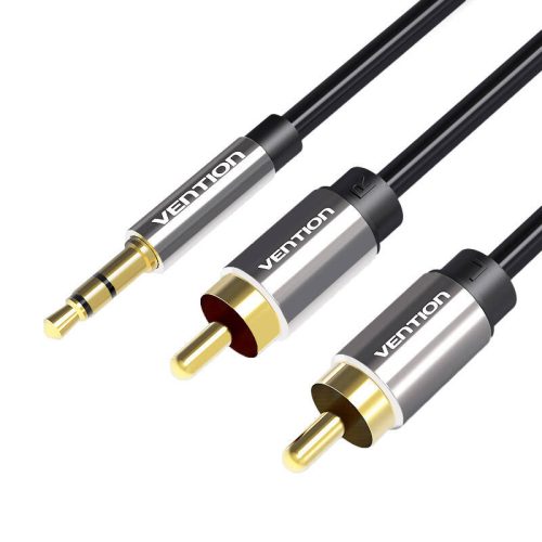 Audiokábel 3,5 mm-es dugasztól 2x RCA dugóhoz, BCFBG 1,5 m fekete