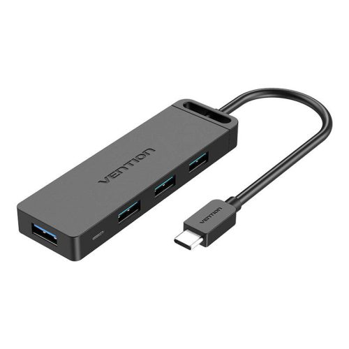 Hub 5 az 1-ben 4 porttal USB 3.0 és USB-C kábellel Vention TGKBB 0,15 m fekete