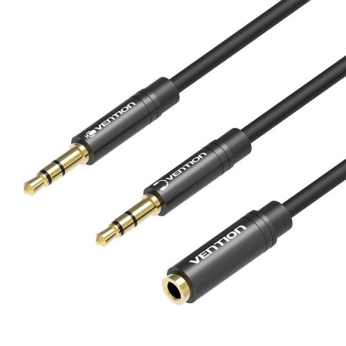 Audiokábel 2x 3,5 mm-es dugasz-3,5 mm-es csatlakozóaljzat BBOBY 0,3 m (fekete)