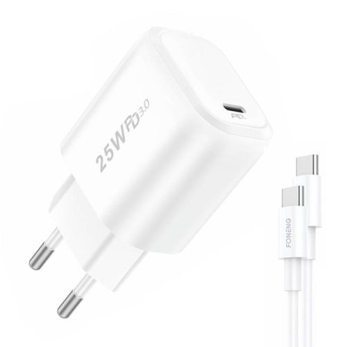 Gyorstöltő Foneng 2x USB EU40 + USB C kábel